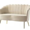 Jayden Scalloped Velvet Loveseat-Beige