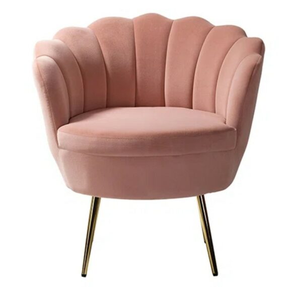 Jayden Velvet Scalloped Chair-Blush