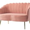 Jayden Velvet Scallopped Love Seat-Blush