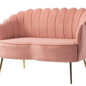 Jayden Velvet Scallopped Love Seat-Blush