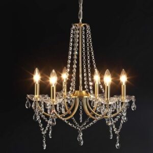 Gold Crystal 6 Bulb Chandelier
