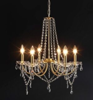 Gold Crystal 6 Bulb Chandelier