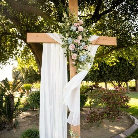 7FT Wood Freestanding Cross Ceremony Arch