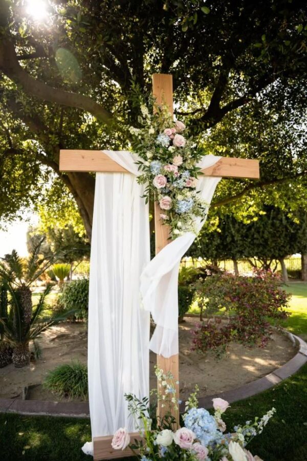 7FT Wood Freestanding Cross Ceremony Arch