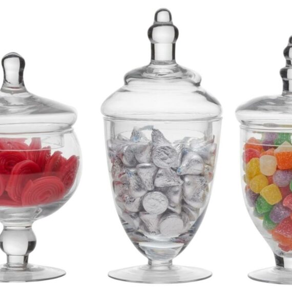 3 Piece Glass Apothecary Jars-Style B