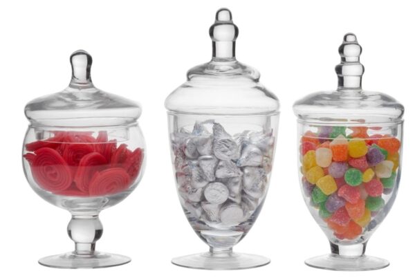 3 Piece Glass Apothecary Jars-Style B