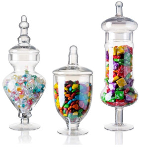 3 Piece Assorted Glass Apothecary Jars