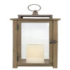 18" Rustic Wood Lantern with Flameless Candle