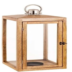 22" Wood Lantern with Flameless Candle