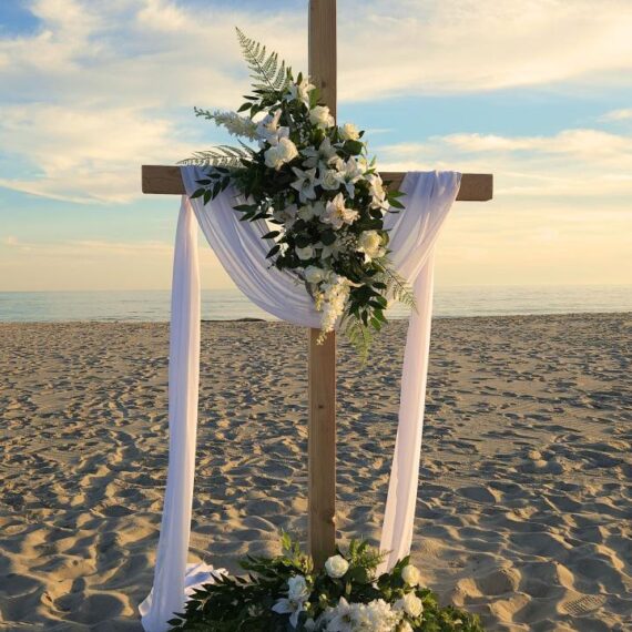 7FT Wood Freestanding Cross Ceremony Arch