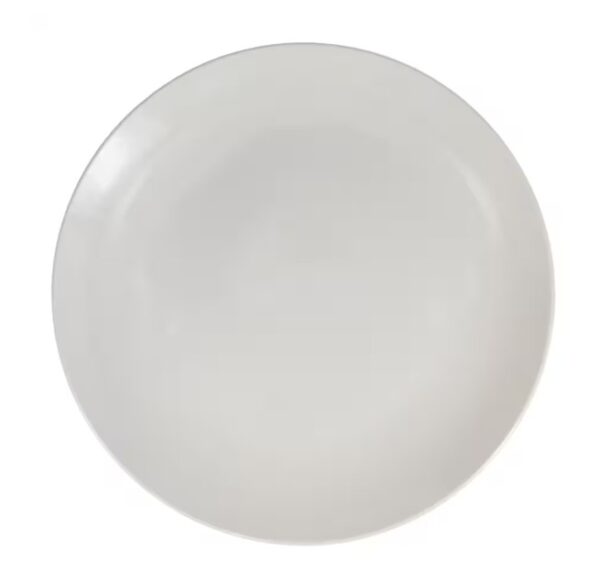 White Solid Glaze Dinner Plate, 10.5-in