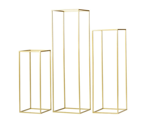 Modern Rectangular Tall Metal Frame Stand Centerpiece (3 pcs/set) - Gold