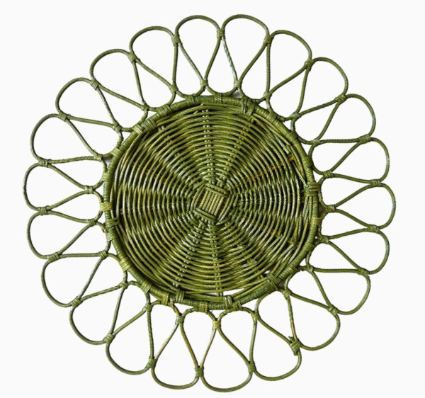 Petal Green Rattan Charger