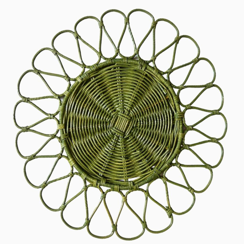Petal Green Rattan Charger