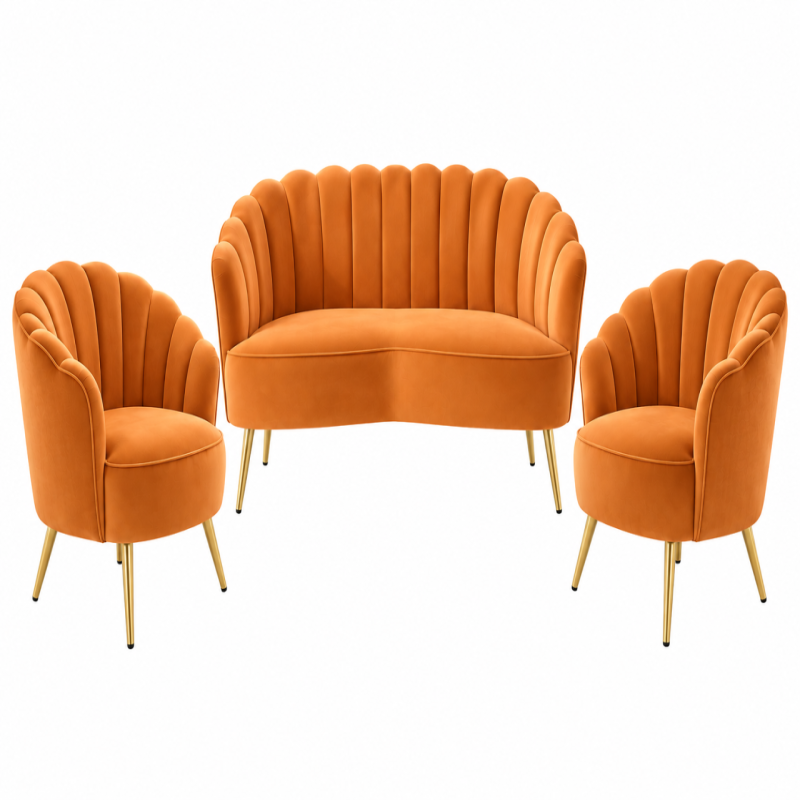 JAYDEN RUST 3 PIECE VELEVET LOUNGE SET
