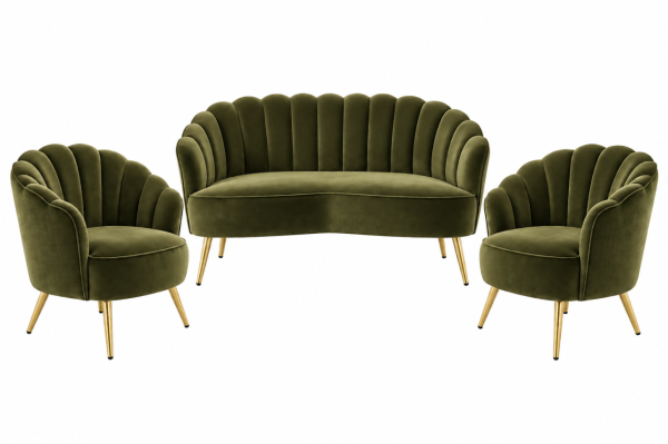 Jayden Moss Green 3 Piece Velvet Lounge Set