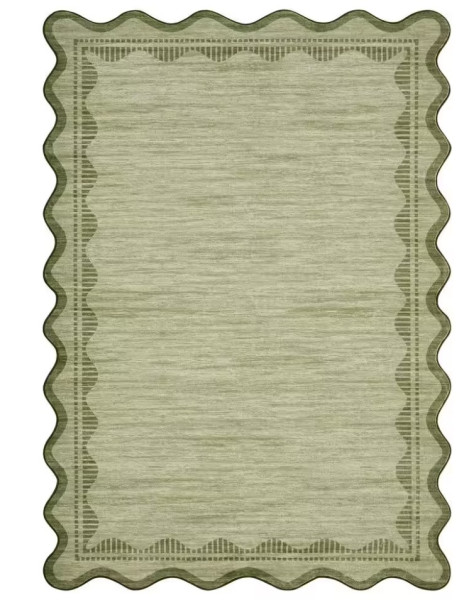 Sage Green Scallop Rug 8x10