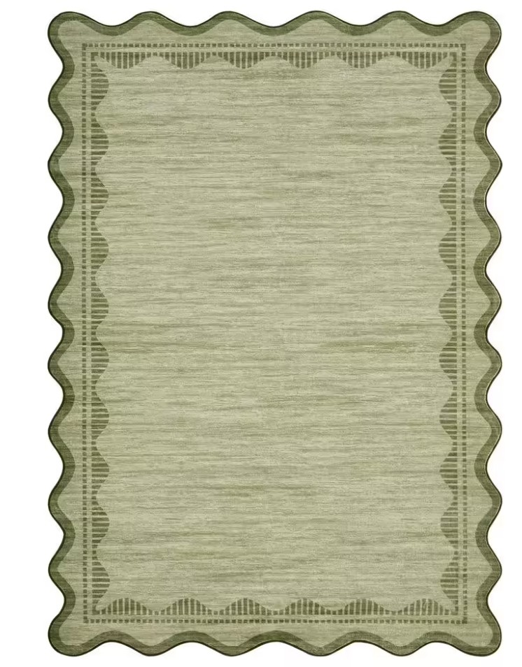 Sage Green Scallop Rug 8x10